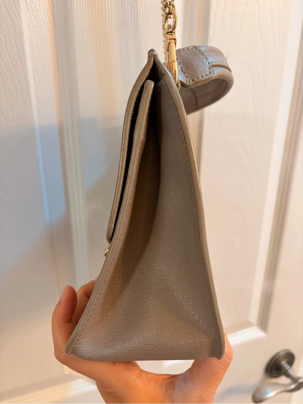 Furla Saffiano Leather Top-Handle Satchel with Gold Hardware